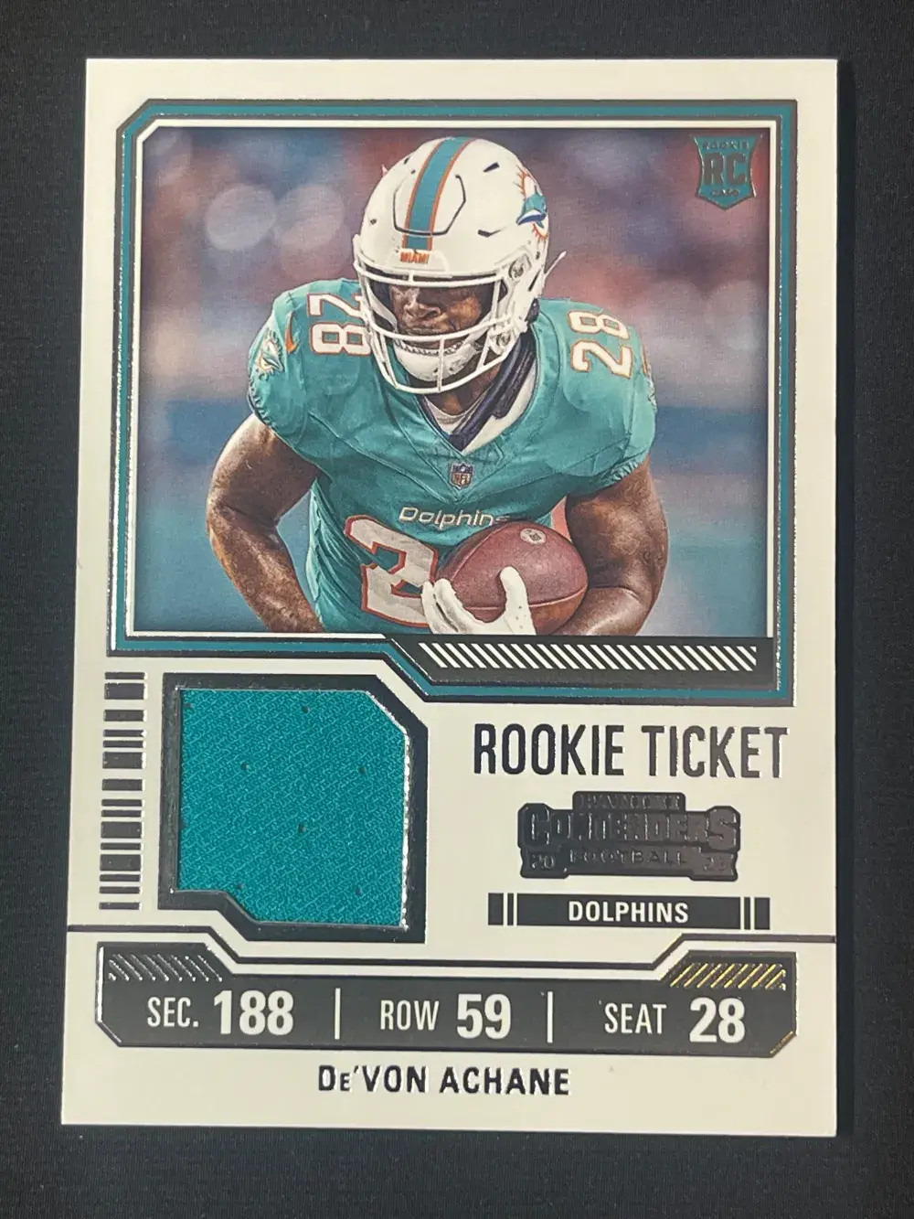 2023 Panini Contenders Rookie Ticket Swatches Patch RC #TS9 De'Von Achane  JP