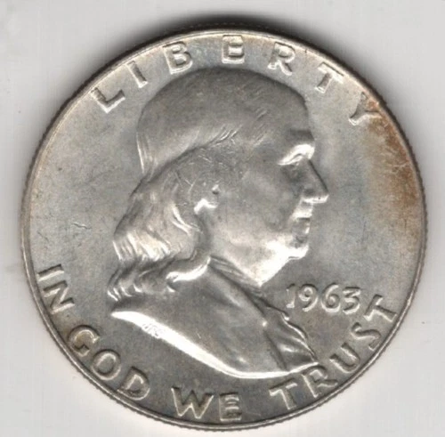 1963 D FRANKLIN HALF DOLLAR 90% SILVER DENVER MINT .50¢ UNITED STATES OF AMERICA