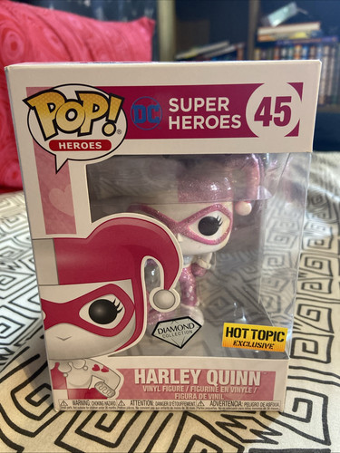Funko Pop! Heroes #45 Harley Quinn Diamond Hot Topic Exclusive DC Heroes Pink - Picture 1 of 8