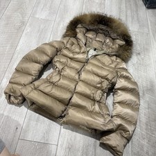 Moncler Tatie Giubotto Down Jacket Size 3 Real Fur Hood Y2K Puffer Coat Beige