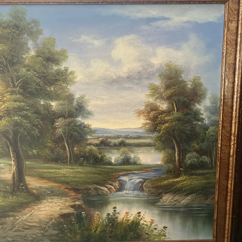 ART PAINTING BY. ARTIST C. FREEMAN OIL LANDSCAPE ON CANVAS FRAMED - Image 3 of 4