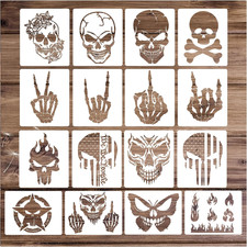 Skull Stencils for Painting on Wood Flame Skeleton Hand Finger Fire Templates fo