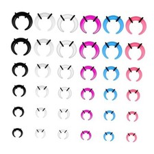 Yolev 36Pcs Acrylic Septum Pincher Taper 16G-6G Septum Stretching Kit Ring