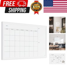 Magnetic Dry Erase Calendar White Board, 30" x 20", White Wood Style Frame, I...