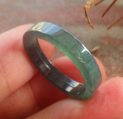 Video Certified Green A JADE Jadeite Rectangle Circle RING USA 9.25 # 123405 TS