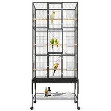 69inch Height Large Bird Cages Parrot Cage with Rolling Stand Wheels Black