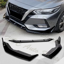 For 2020-2023 Nissan Sentra Painted Black Front Bumper Body Kit Spoiler Lip 3PCS