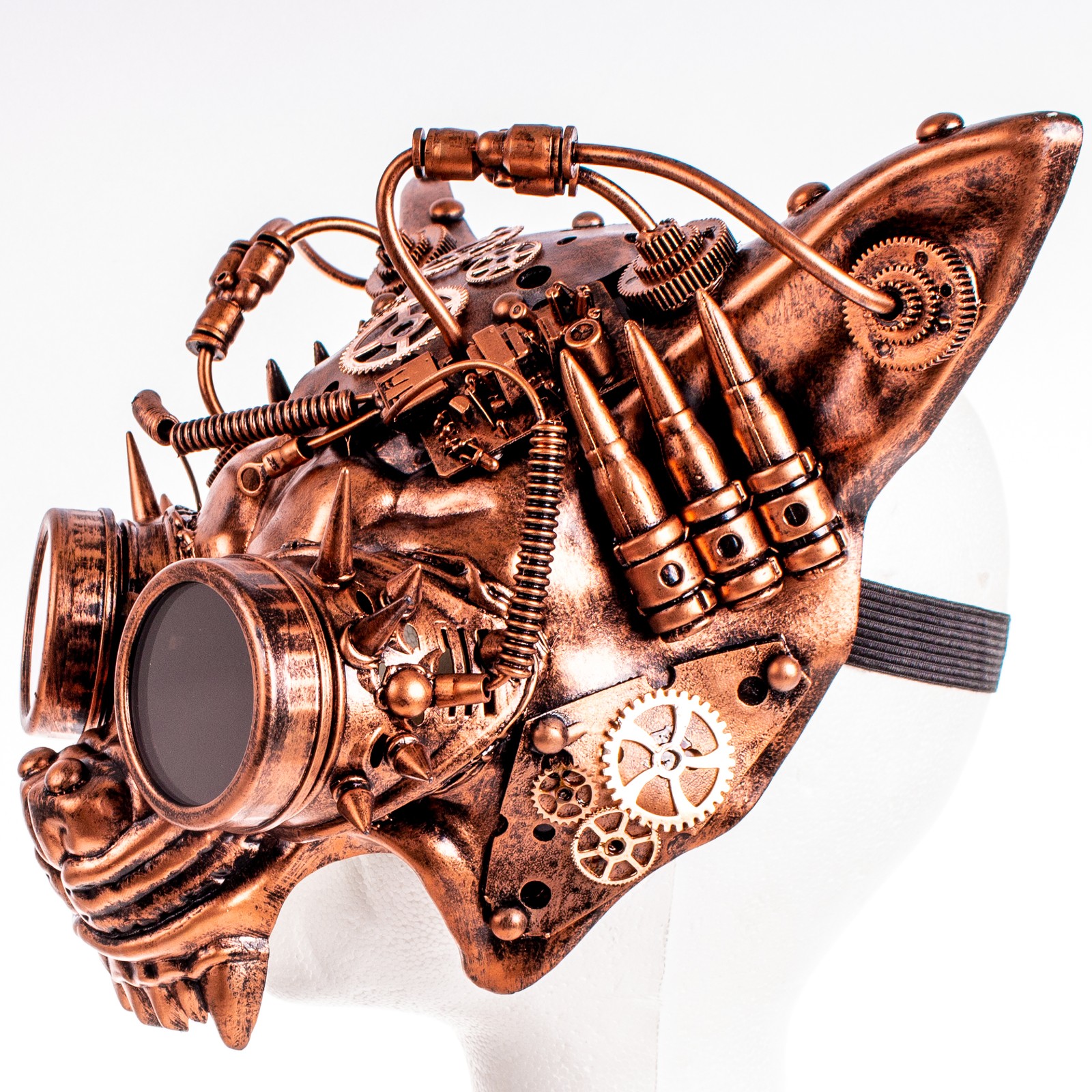 Growling Wolf Mad Dog Steampunk Goggles Face Mask, Copper Black, One-Size