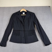 Cabi Flamenco Black Eyelet Blazer Model 5293 Feminine Fit Classic Preppy Ruffle