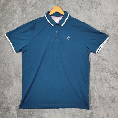 Puma Arnold Palmer Golf Polo Shirt Teal White Trim Men's XL Performance Stretch