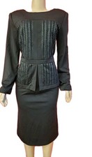 Dorinda Clark Cole Peplum Women's Size 10 Dress Black  #C