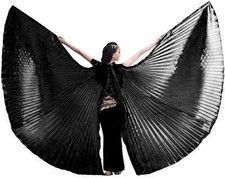 Women's Black Egyptian Belly Dance Costume with Bifurcate Isis Wings - One Size