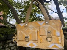 Kipling Yellow & White Shoulder Large Handbag Bag Floral 1970s Print BNWT Monkey