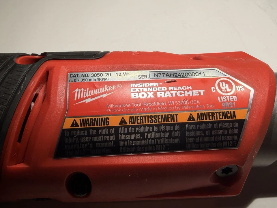 Trinquete de caja de alcance extendido Milwaukee 3050-20 M12 COMBUSTIBLE 12V INSIDER (solo herramienta) Foto 3 de 4