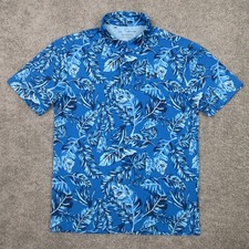 Under Armour Polo Shirt Mens Small Blue Floral The Playoff Golf Performance Logo