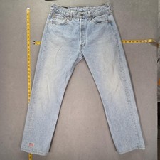 VTG Levis 501 Jeans Mens Light Wash Blue Straight Button Fly Fits 30x29