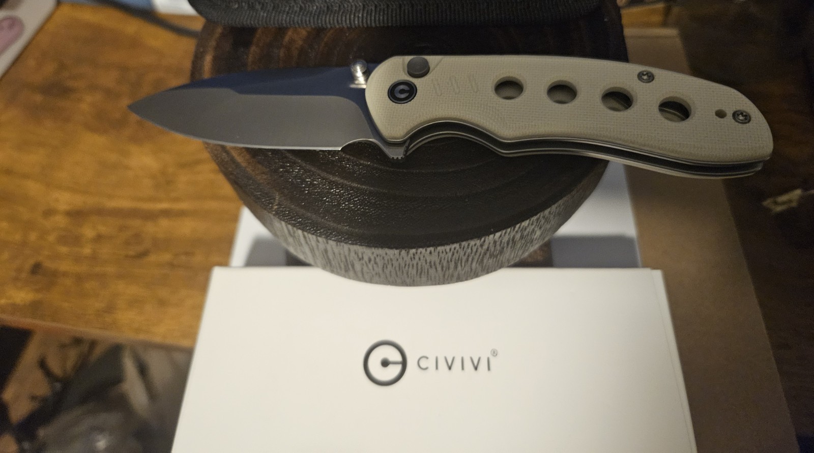 Civivi Triptych Folding Knife 3" 14C28N Sandvik Steel Blade Cream G10 Handle