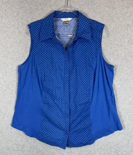 CJ Banks Button Down Shirt Womens 2XL Polka Dot Sleeveless Collared Top