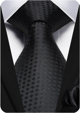 Plaid Checkered Tie Handkerchief Woven Classic Formal Men'S Necktie  Pocket Squ