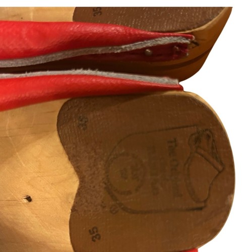 Troentorp Båstad Swedish Wood Clogs Red Leather Women’s 35 Floral - Picture 4 of 5