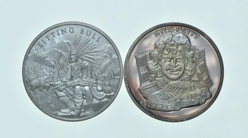 Lot 2 1 Oz Silver Rounds Sitting Bull - Kyle Petty *059