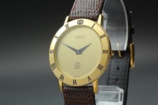 [Near MINT] Gucci 3001M 33mm Gold Dial Quartz Men's Watch From JAPAN