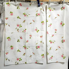 Vtg 2 Pillowcases Standard White ROSE DAISY Flowers Cottage
