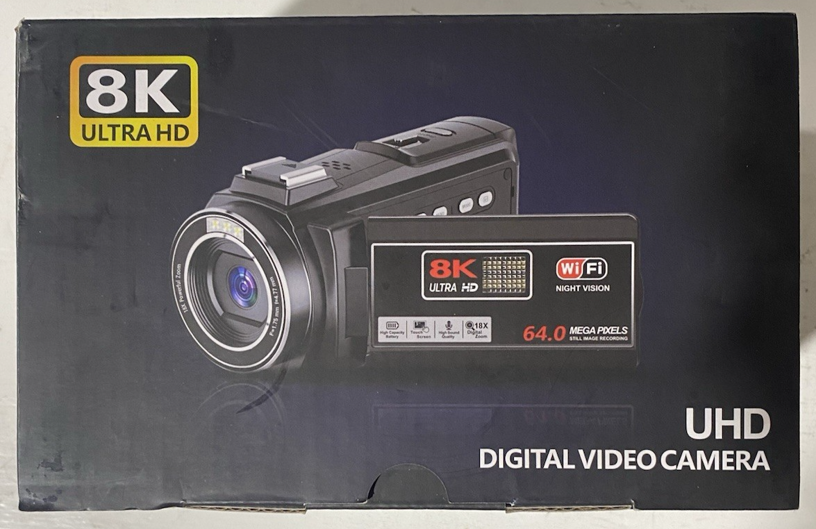 8K Video Camera 64MP Camcorder, 18X Digital Zoom with IR Night