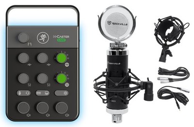 Mackie M Caster Live Streaming Podcasting Smartphone/USB FX Mixer + Microphone