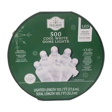 Holiday Time 500 CT Cool White LED Icicle Dome Lights White Wire Christmas NEW