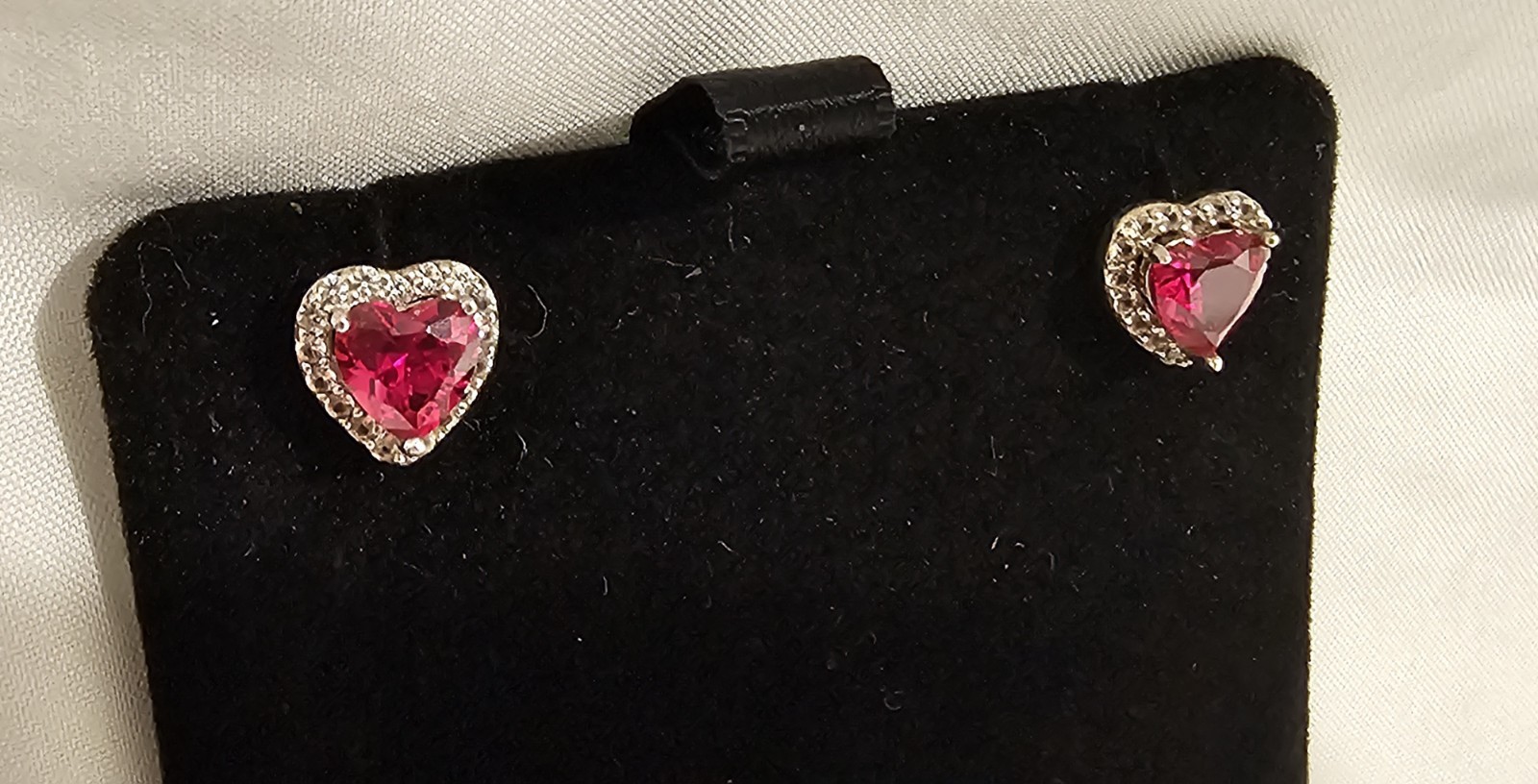 Heart Shaped Lab Created Ruby Earrings - image 2