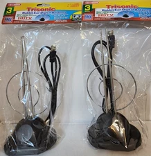 2 Pack Indoor Rabbit Ear TV Antenna HDTV VHF UHF Digital Coax