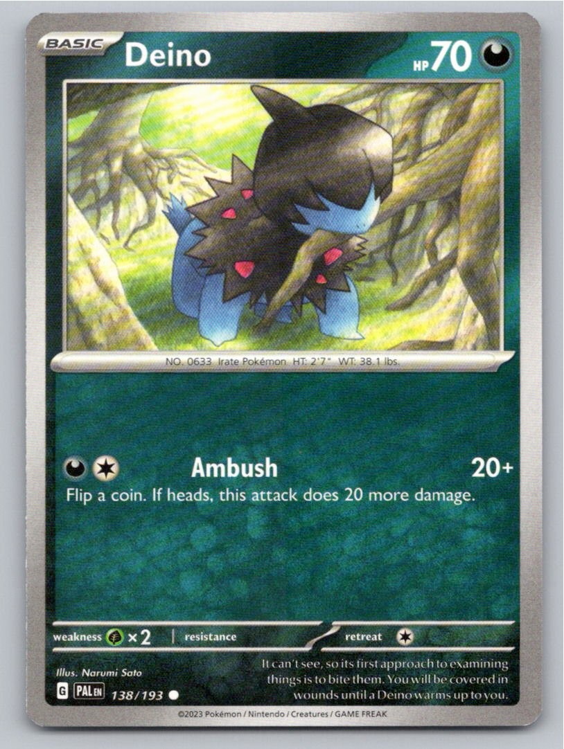 2023 POKEMON DEINO PALDEA EVOLVED 138/193 COMMON NM A38353 FREE S&H