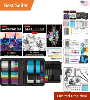 Ultimate 76-Piece Drawing Set: Watercolor, Charcoal, and Metal Pencils Included