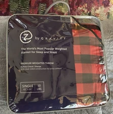 Z By Gravity Premium Weighted Blanket 10 lbs Buffalo Check / Sherpa 48” By 66”