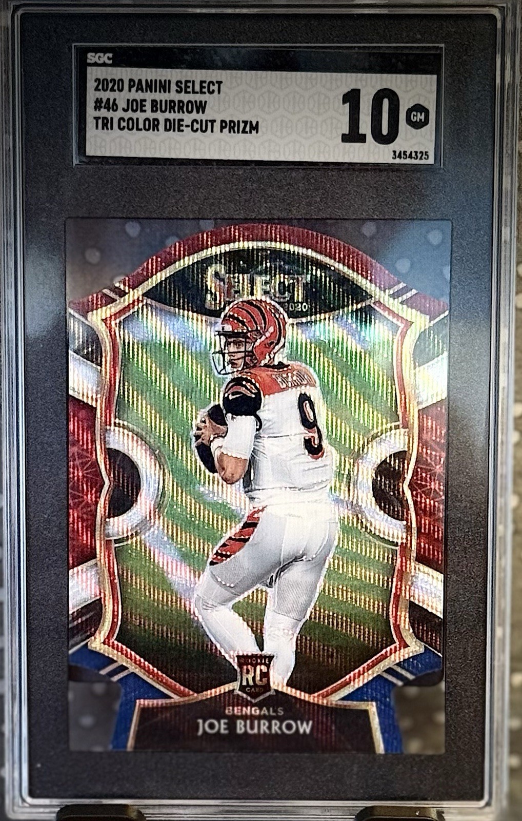 2020 Panini Select - Concourse Joe Burrow #46 Tri Color Die-cut Prizm SGC 10 RC