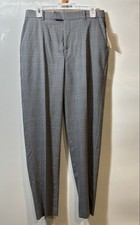 Calvin Klein Boys Gray Plaid Regular Fit Flat Front Dress Pants Size 20 With Tag