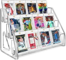 Magnetic Card Holder 3-Tier Clear Acrylic Stand Sports Trading Cards Display