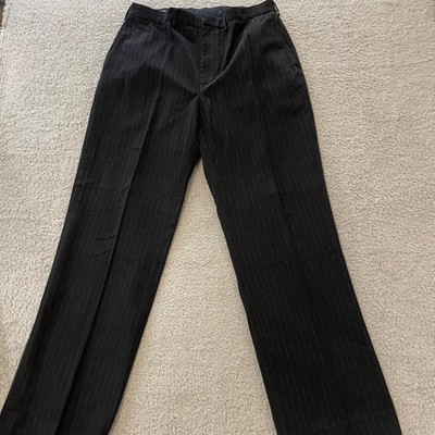 Polo Ralph Lauren Pinstripe Dress Pants Men 36x33 Black Cotton Blend Flat Front
