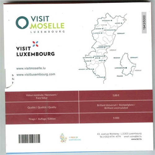 Luxemburg Kursmünzensatz Mosel 2025 Stgl. Schuman Erklärung -- Münzzeichen (Rabe - Foto 3 di 6