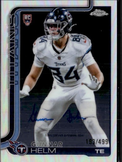 2025 Topps Chrome #RA-GH Gunnar Helm Chrome Rookie Autographs Refractor #/499