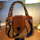 Vintage Tiger Striped Murano-Style Hand Blown Glass Handbag Vase