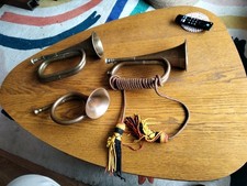 Three Decorative Metal Bugle Horns