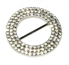 VINTAGE Sparkling ROUND RHINESTONE Belt BUCKLE 1 Inch Diameter Org. Prong Set