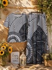 Damen 2 Teiler XXL Sommer Set Bluse Hose Schw...
