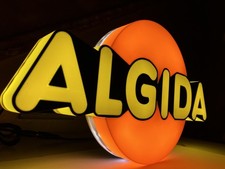 Insegna targa luminosa algida gelati ice cream vintage light led logo