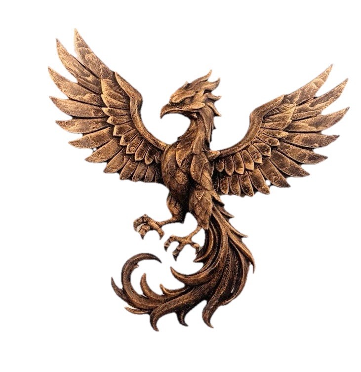 Hand Painted 9” Phoenix Wall Decor | Mythical Bird Sculpture | Hanging Home Art