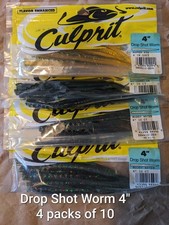 Culprit  Soft Baits "Drop Shot Worm" Bass Plastic Jig Worm Max Movement lot 40 C