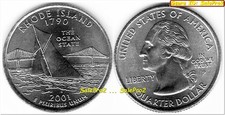 USA 2001 UNITED STATES OF AMERICA US QUARTER RHODE ISLAND 25 CENT COIN UNC
