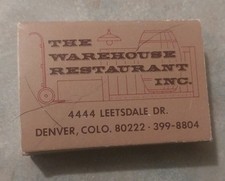 NOS Vintage Box Of Matches The Warehouse Restaurant Inc. Denver Colorado